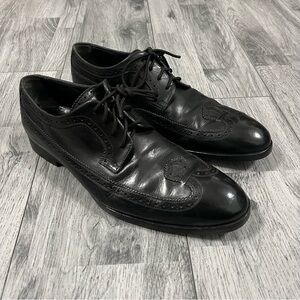 Louis Vuitton Solferino Black Leather Wingtip Men's Dress Shoes